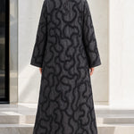Embroidered Beaded Open Front Maxi Abaya Kimono Cardigan