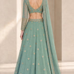 Embroidered V-Neck Long Sleeve Lehenga Choli Set with Dupatta