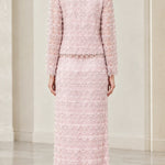 Elegant Beaded Two-Piece Maxi Skirt Suit with Long Sleeve Jacket