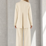 Women's Elegant 2-Piece Tailored Blazer and Wide-Leg Trouser Suit Set