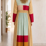 Bohemian Colorblock Long Sleeve Maxi Dress