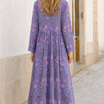 Women's Floral Print V-Neck Long Sleeve Maxi Dress