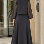 Elegant 2-Piece Floral Appliqué Maxi Dress Set with Sheer Bolero Jacket