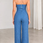 Strapless Sequin Bandeau Top and Wide Leg Pants Two-Piece Set