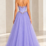 Strapless Sweetheart Crystal Beaded Ball Gown Tulle Evening Dress with Matching Choker