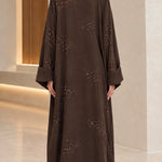 Collared Sequin Embellished Modest Abaya Maxi Dress