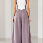 Colorblock Cutout Wide-Leg Sleeveless Jumpsuit