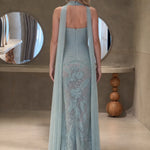 Sweetheart Neck Ruched Mermaid Evening Gown with Choker Cape