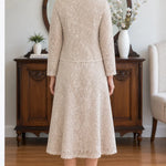 Elegant Floral Lace Midi Dress and Jacket Two-Piece Set