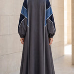 Colorblock Longline Duster Coat and Wide-Leg Pants Two-Piece Set