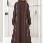 Embroidered Trim Longline Open Front Abaya Maxi Duster Coat