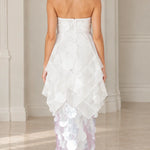 Strapless Tiered Organza Paillette Maxi Dress