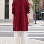 Women's Mid-Length Lightweight Utility Parka Coat with Stand Collar