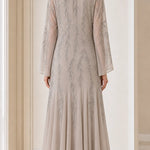 Elegant Sequin Embellished Long Sleeve Maxi Dress