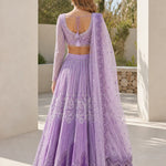 Intricate Embroidered Net Lehenga Choli Set with Scalloped Dupatta