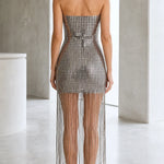 Strapless Metallic Fringe Bodycon Mini Dress