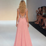 Embellished Keyhole High-Neck Chiffon Evening Gown with Slit