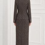 Tweed Single-Button Blazer and Maxi Pencil Skirt Two-Piece Set