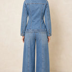 Women's Denim Jacket and Wide-Leg Pants Set