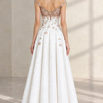 Off-The-Shoulder 3D Floral Applique A-Line Evening Gown