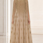 Beaded High-Neck Floor-Length Evening Cape Dress