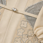 Sequin & Beaded Belted Maxi Gown with Bishop Sleeves