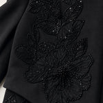 Elegant Beaded Floral Lace Long Sleeve Column Evening Maxi Dress