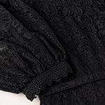 Floral Lace Puff Sleeve Scalloped Neck A-Line Midi Dress