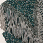Vintage Art Deco Beaded Fringe Evening Gown | High Neck Maxi Formal Dress