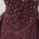 Off-Shoulder Beaded Evening Gown with Overskirt