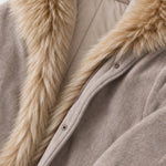 Women's Oversized Plush Faux Fur Trim Cocoon Coat