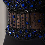 Stunning Off-The-Shoulder Beaded Evening Gown with Sheer Corset Bodice
