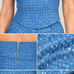 Strapless Sequin Bandeau Top and Wide Leg Pants Two-Piece Set