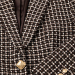 Tweed Single-Button Blazer and Maxi Pencil Skirt Two-Piece Set