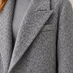 Women's Textured Bouclé Longline Lapel Overcoat