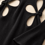 Ribbed Knit Cutout Bell Sleeve Maxi Dress