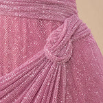 Strapless Shimmer Draped Evening Gown with Slit