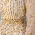 Elegant Sequin Embroidered Wide-Leg Evening Jumpsuit with Sheer Long Sleeves