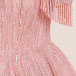 Off-Shoulder Sequin Fringe A-Line Evening Gown