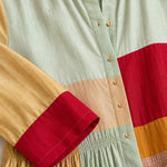 Bohemian Colorblock Long Sleeve Maxi Dress