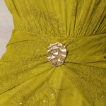 Elegance Embroidered Maxi Dress with Gold Buckle Accent