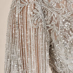 Beaded Cape Sleeve Mermaid Evening Gown with Fringe Tassels