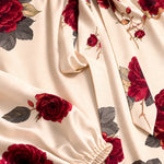 Floral Print High Neck Long Sleeve Maxi Dress with Back Tie
