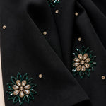 Crystal Floral Embellished Long Sleeve Modest Abaya Maxi Dress