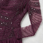 Square Neck Beaded Long Sleeve Mermaid Evening Gown