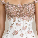 Off-The-Shoulder 3D Floral Applique A-Line Evening Gown