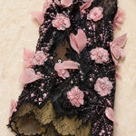 3D Floral Appliqué Lace Mermaid Evening Gown with Bell Sleeves