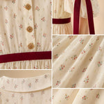 Vintage Peter Pan Collar Floral Midi Dress with Contrast Bow Details