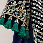 Sequined Chevron Embroidered Tassel Trim Maxi Dress Set
