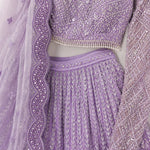 Intricate Embroidered Net Lehenga Choli Set with Scalloped Dupatta
